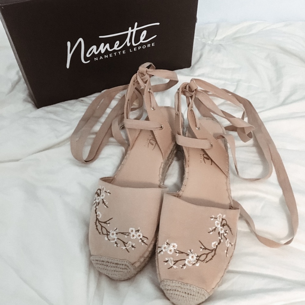 NEW light pink tie up espadrilles